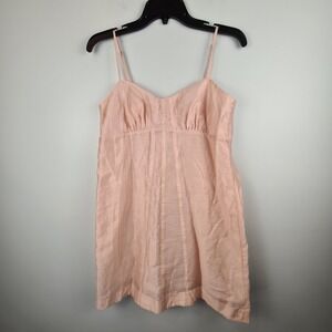 H&M Edition Peach Lyocell Linen Blend Mini Dress Sweetheart Ruched Bust Small